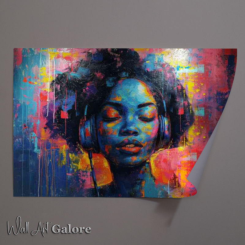 Buy Unframed Poster : (The painted ladys head with heaphones on)