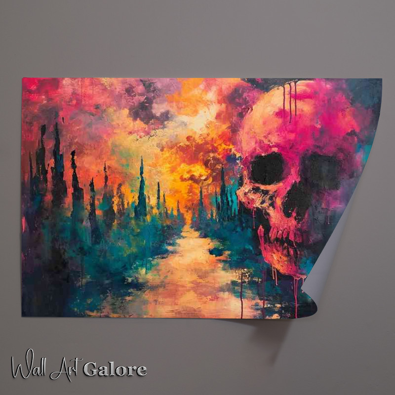Buy Unframed Poster : (The poppy ecstasy skull and trees style art)