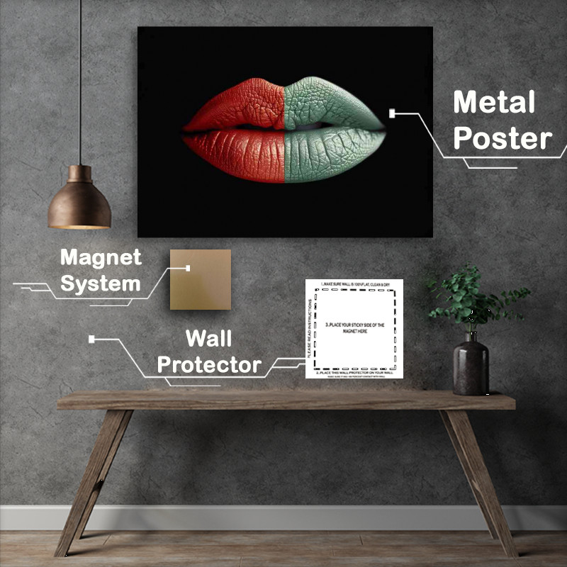 Buy Metal Poster : (The red lips with a black background)