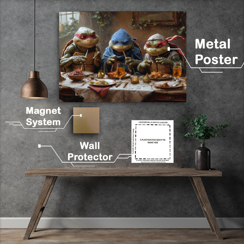 Buy Metal Poster : (Turtles at the dinner table)