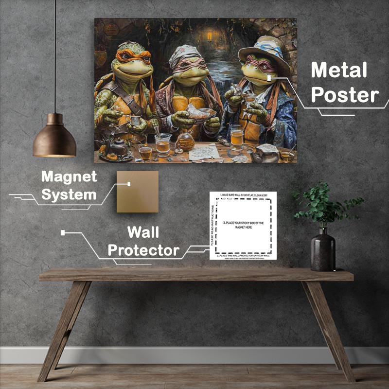 Buy Metal Poster : (Turtles at the lunch party)