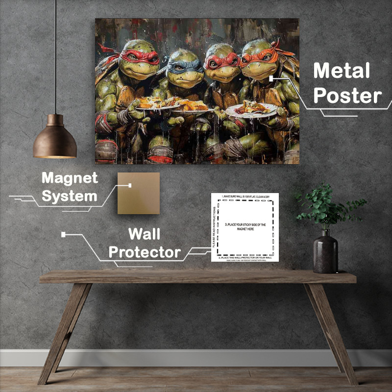 Buy Metal Poster : (Turtlrs having a family dinner)
