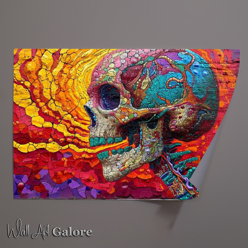 Buy Unframed Poster : (psychedelic painted skull colourful art)