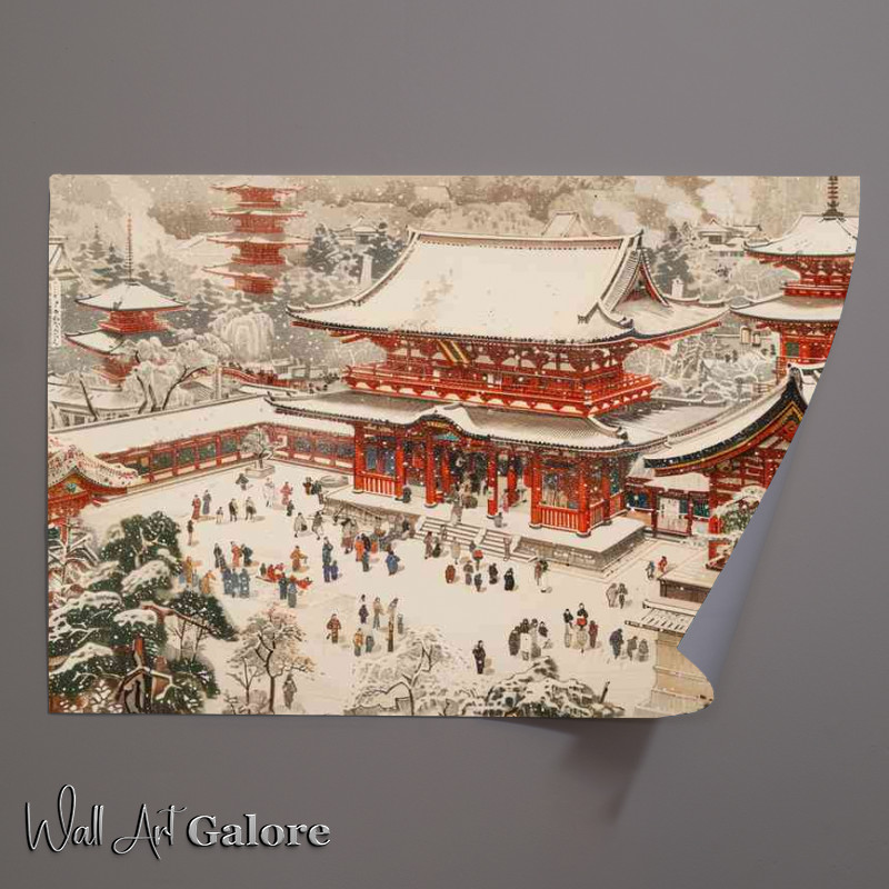 Buy Unframed Poster : (A scene of snow covered Japanese temples)