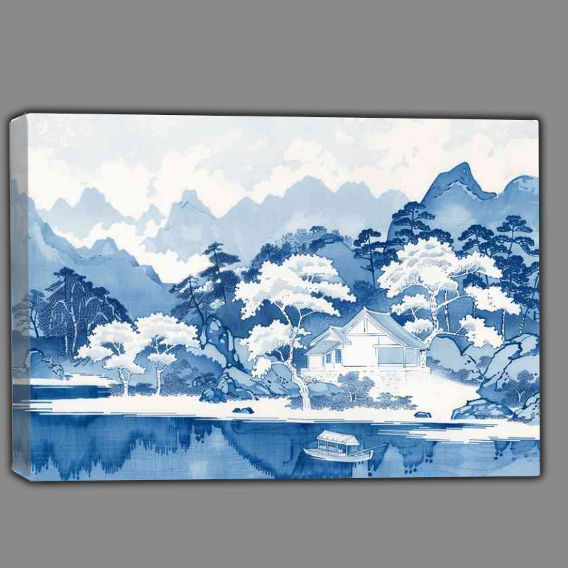 Buy Canvas : (Bule landscape lake with trees)