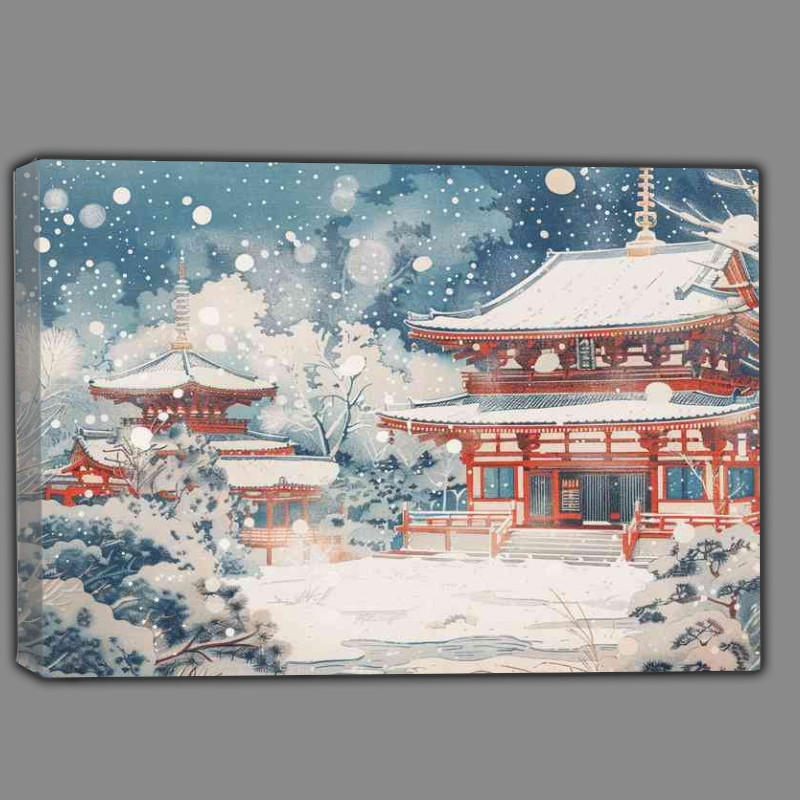 Buy Canvas : (Falling snow on japanese temples)