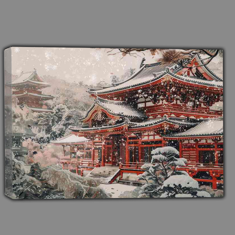 Buy Canvas : (Snow covered temple in winter)