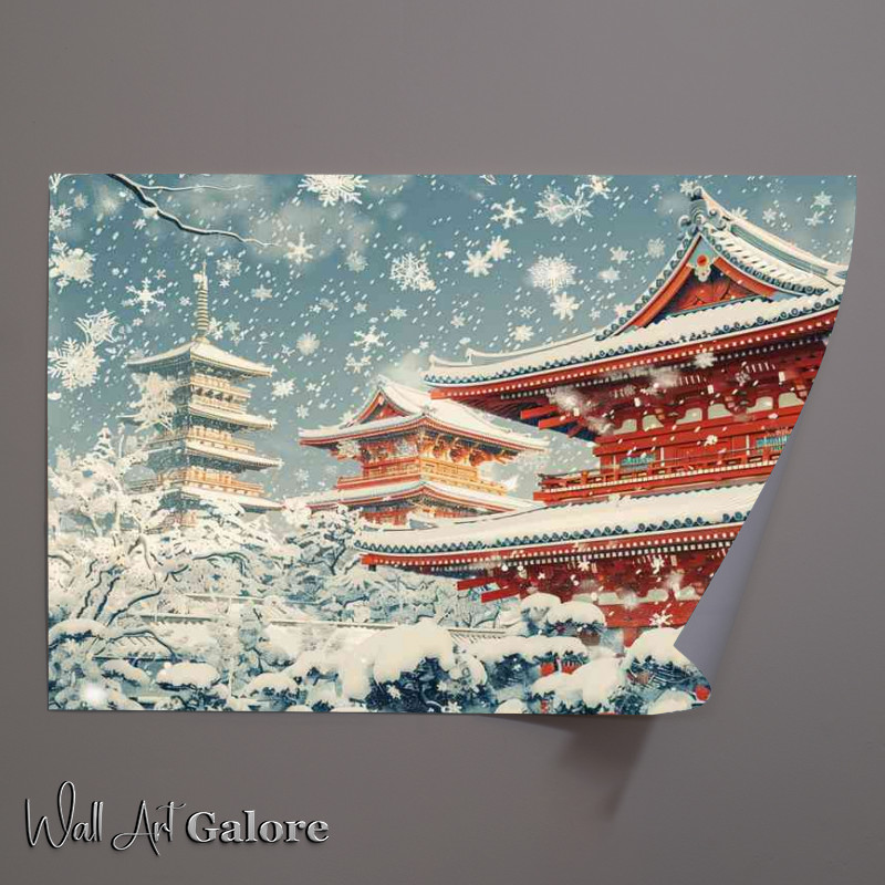 Buy Unframed Poster : (Snow scene covered Kyoto temple)