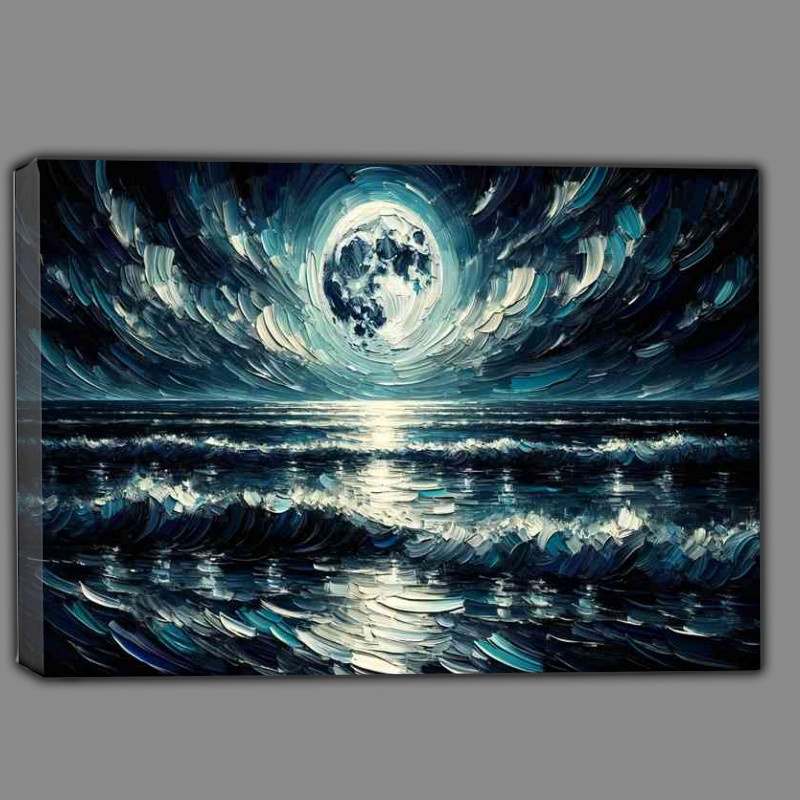 Buy Canvas : (Beauty of a moonlit night over the ocean)