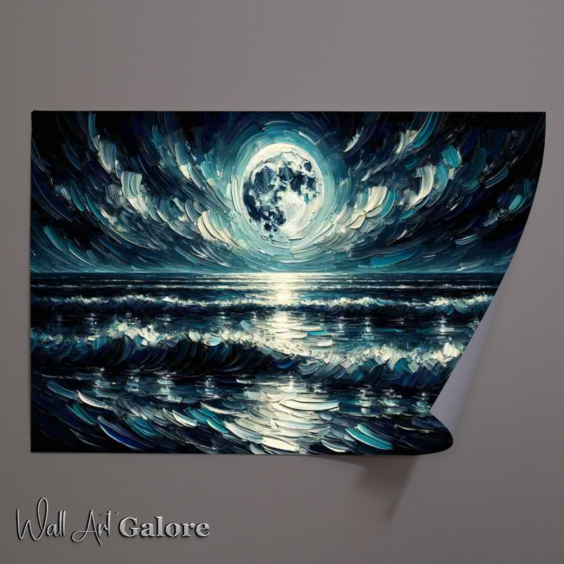Buy Unframed Poster : (Beauty of a moonlit night over the ocean)