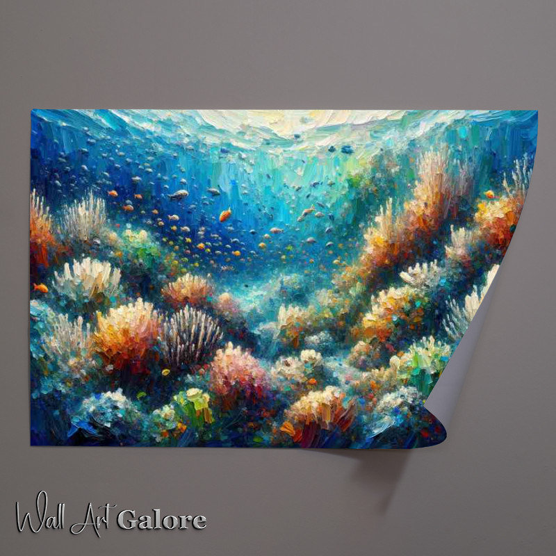 Buy Unframed Poster : (Life within a coral reef heavy palette knife technique)