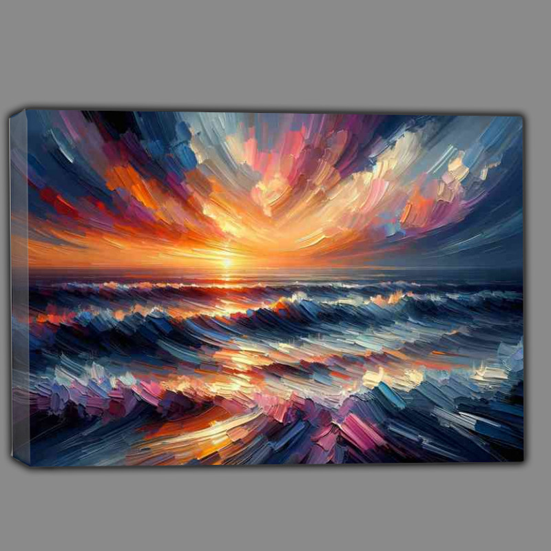 Buy Canvas : (Sunset over the ocean using a heavy palette knife)