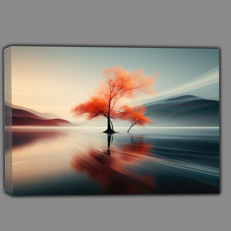 Buy Canvas : (Tree lonely in orange on the sea)
