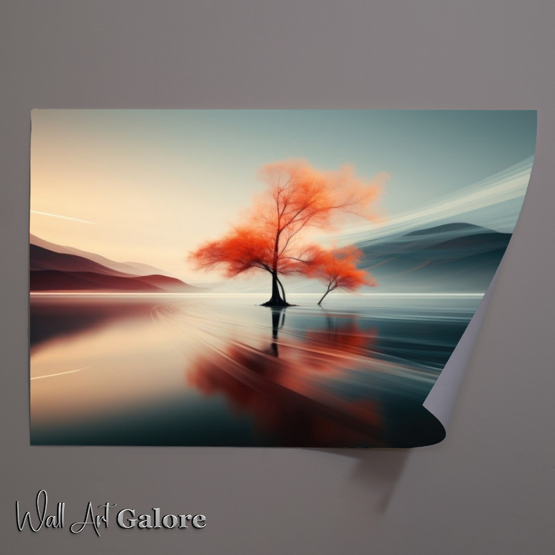 Buy Unframed Poster : (Tree lonely in orange on the sea)