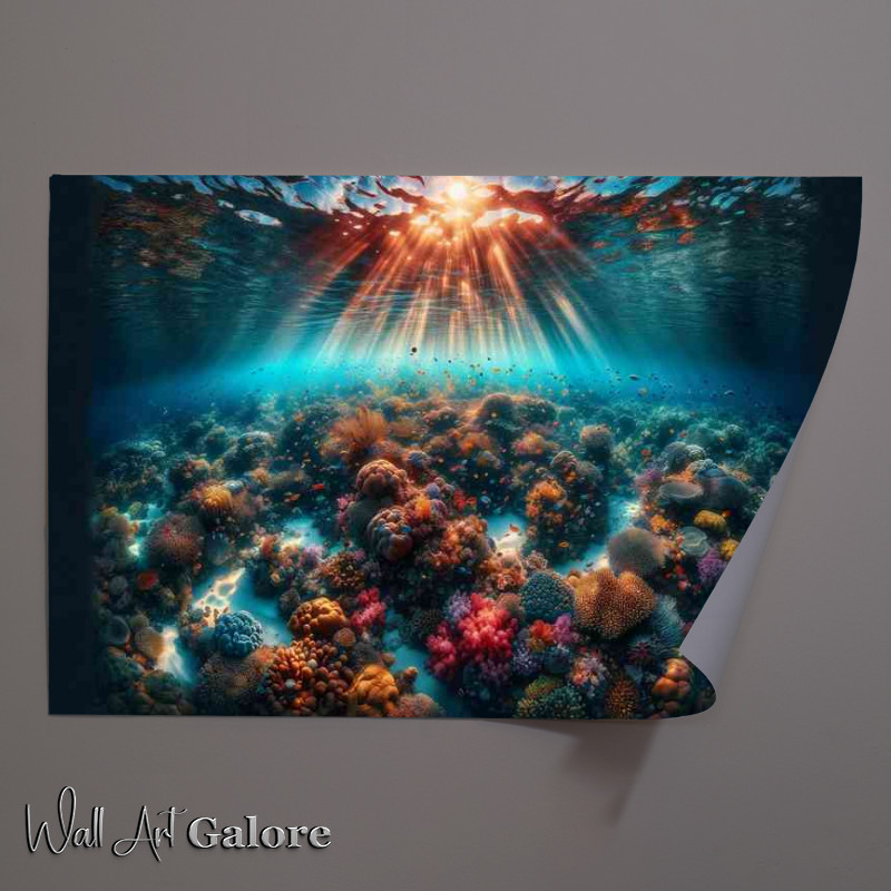Buy Unframed Poster : (Underwater world of a vibrant coral reef beneath a crystal clear sea)