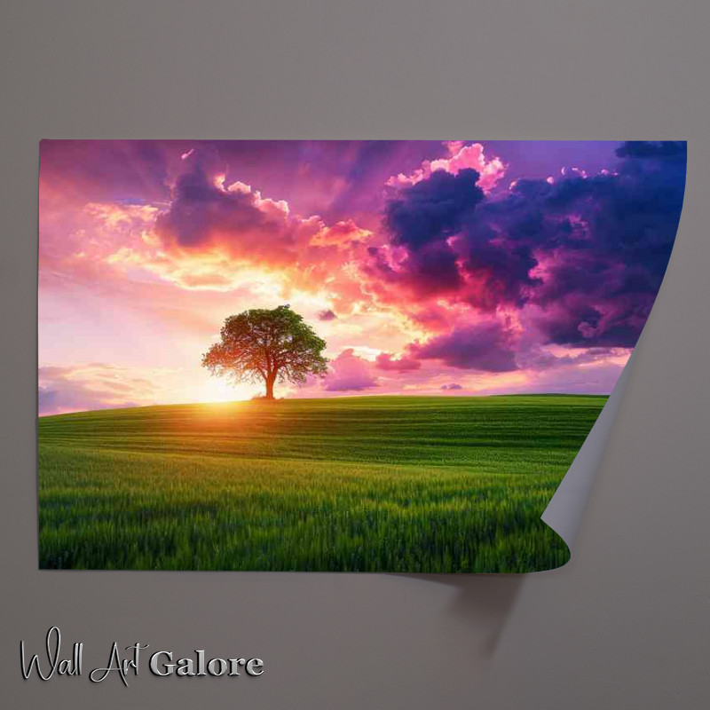 Buy Unframed Poster : (Green field with a lush sky)