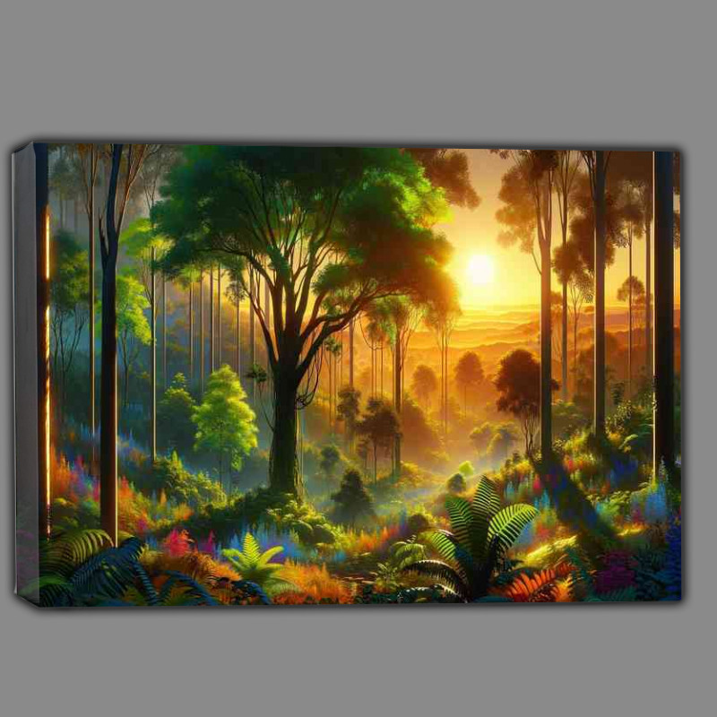 Buy Canvas : (Lush forest scene at dawn The forest will be alive)