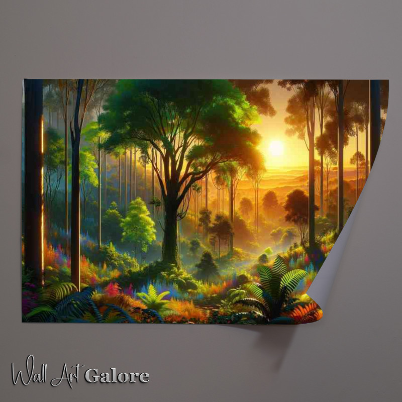 Buy Unframed Poster : (Lush forest scene at dawn The forest will be alive)