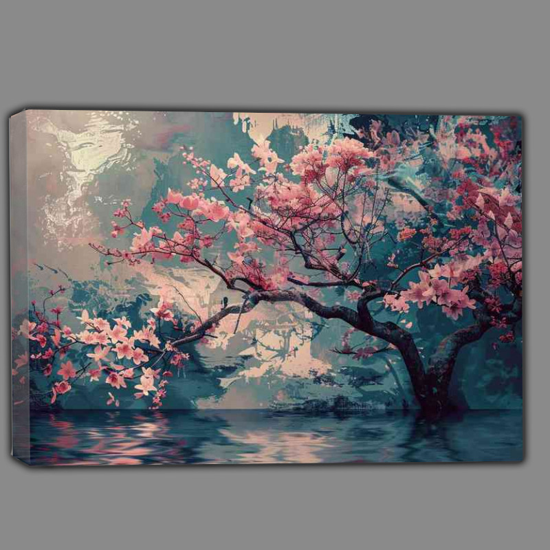 Buy Canvas : (Painted Trees rippling off the water)