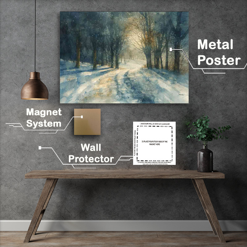 Buy Metal Poster : (Painting in winter in the woods)