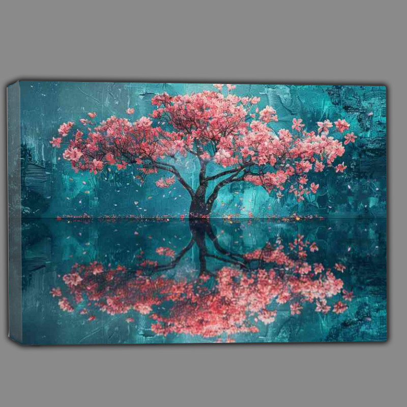 Buy Canvas : (The Reflection of a single tree in the water)