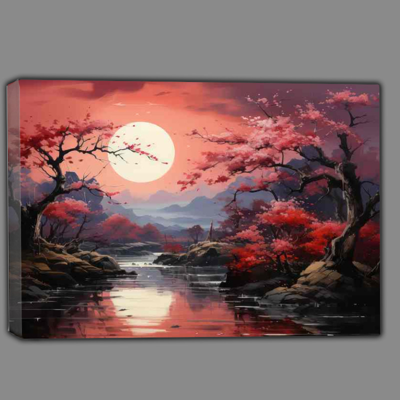 Buy : (Cherry Blossom Reflections Japanese Lakes and Rivers -- Canvas)