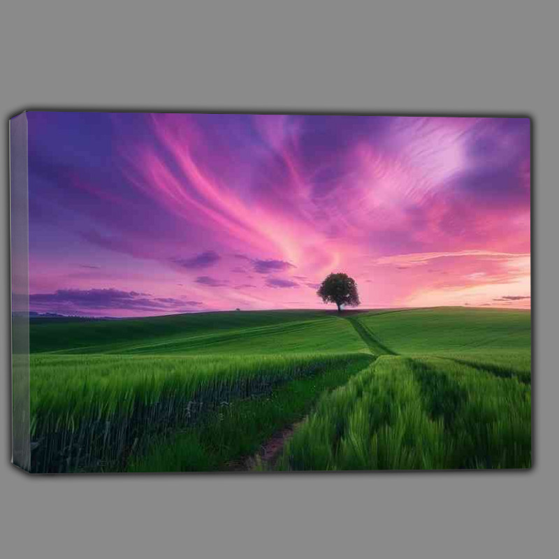 Buy Canvas : (The wide green field with a single tree)