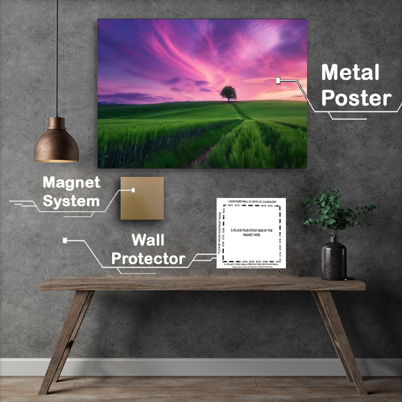 Buy Metal Poster : (The wide green field with a single tree)