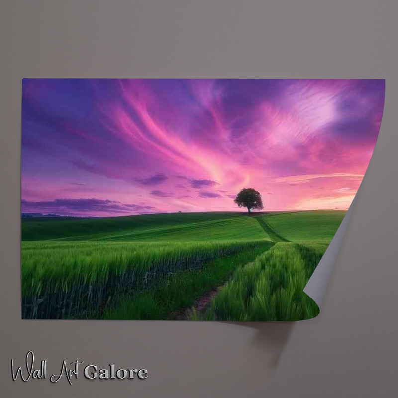 Buy Unframed Poster : (The wide green field with a single tree)