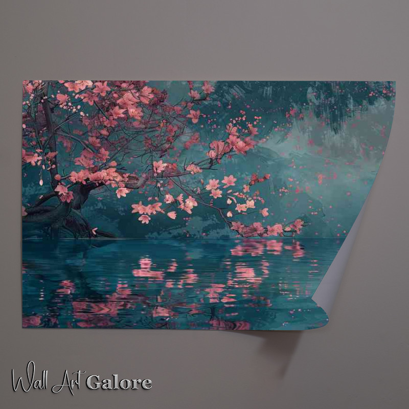 Buy Unframed Poster : (Tree and flowers in a scene of water)