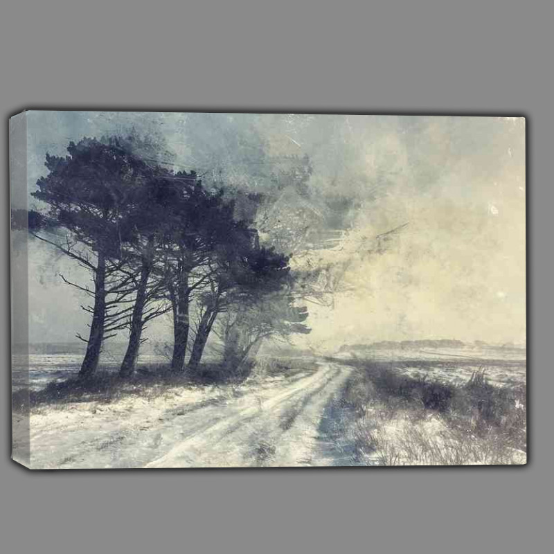 Buy Canvas : (Watercolour bleak landscape in winter)