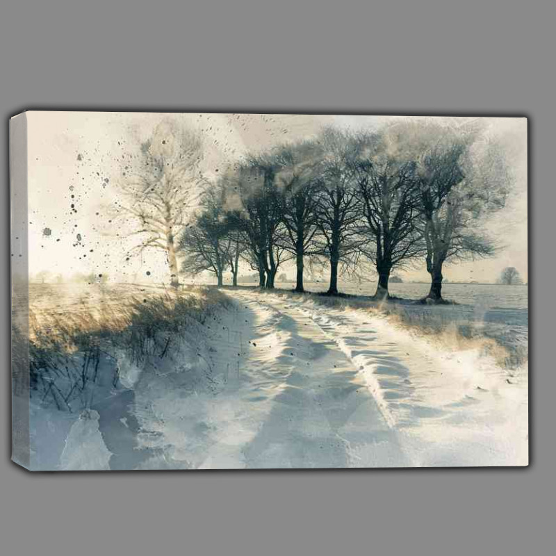 Buy Canvas : (Watercolour snow on the country road)