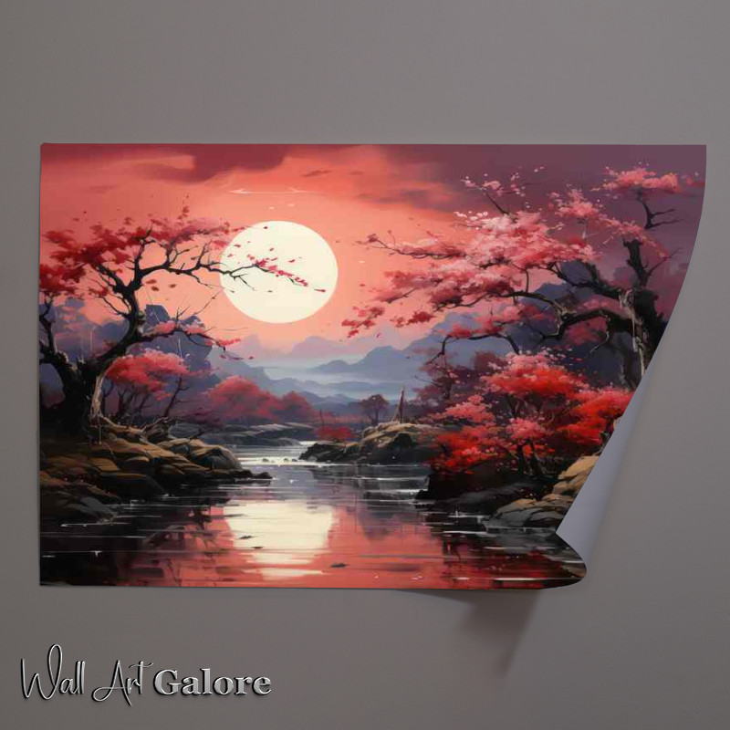 Buy Unframed Poster : (Cherry Blossom Reflections Japanese Lakes and Rivers)