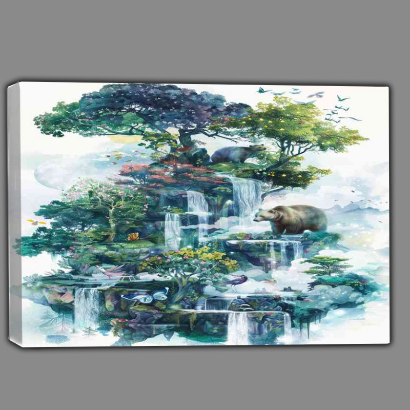 Buy Canvas : (A whimsical watercolor enchanted waterfalls)