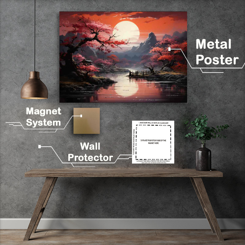 Buy Metal Poster : (Japans Cherry Blossom Waterfronts)