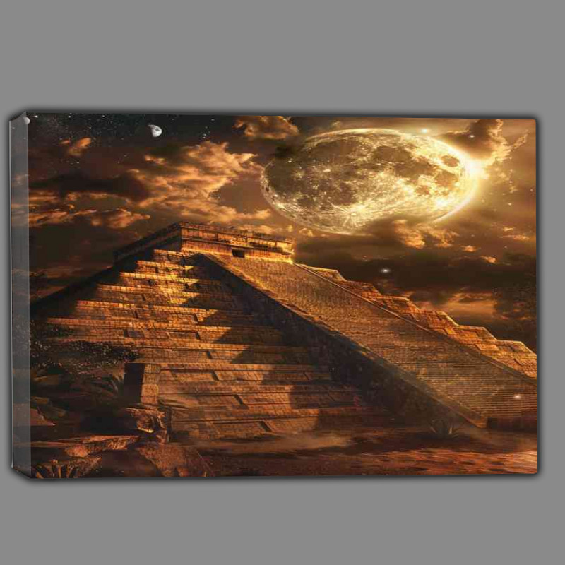 Buy Canvas : (Egyptian pyramid with the moon above at night)