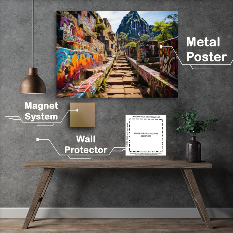 Buy Metal Poster : (Machu Picchu mixed with street art)