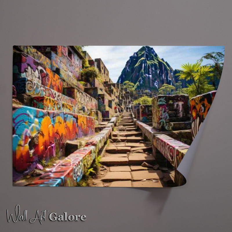 Buy Unframed Poster : (Machu Picchu mixed with street art)