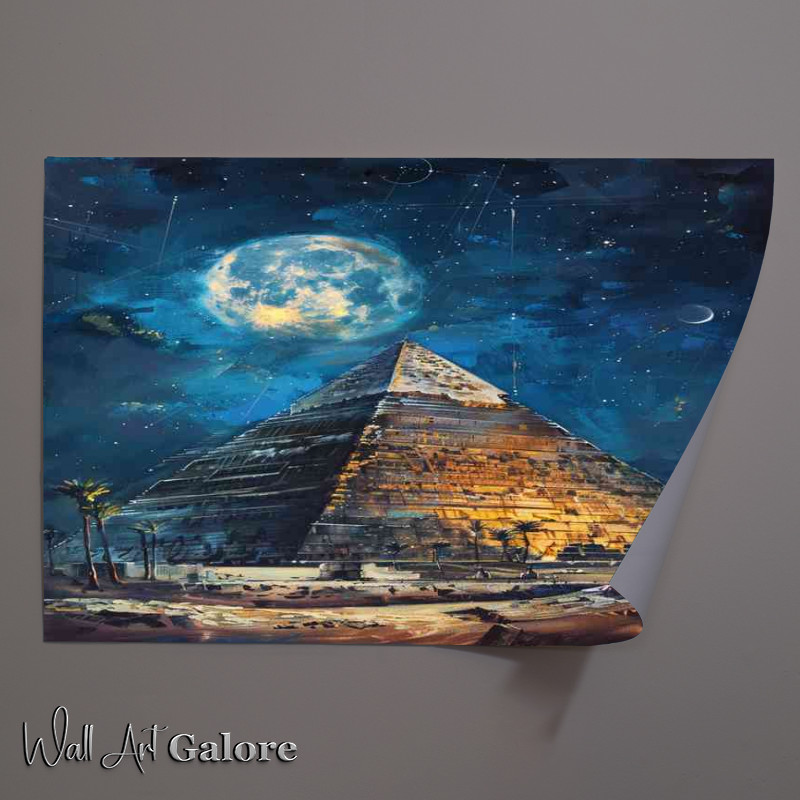 Buy Unframed Poster : (The pyramid at night deep blue sky)