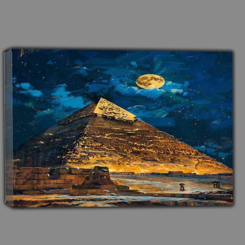 Buy Canvas : (The pyramid at night with full moon)