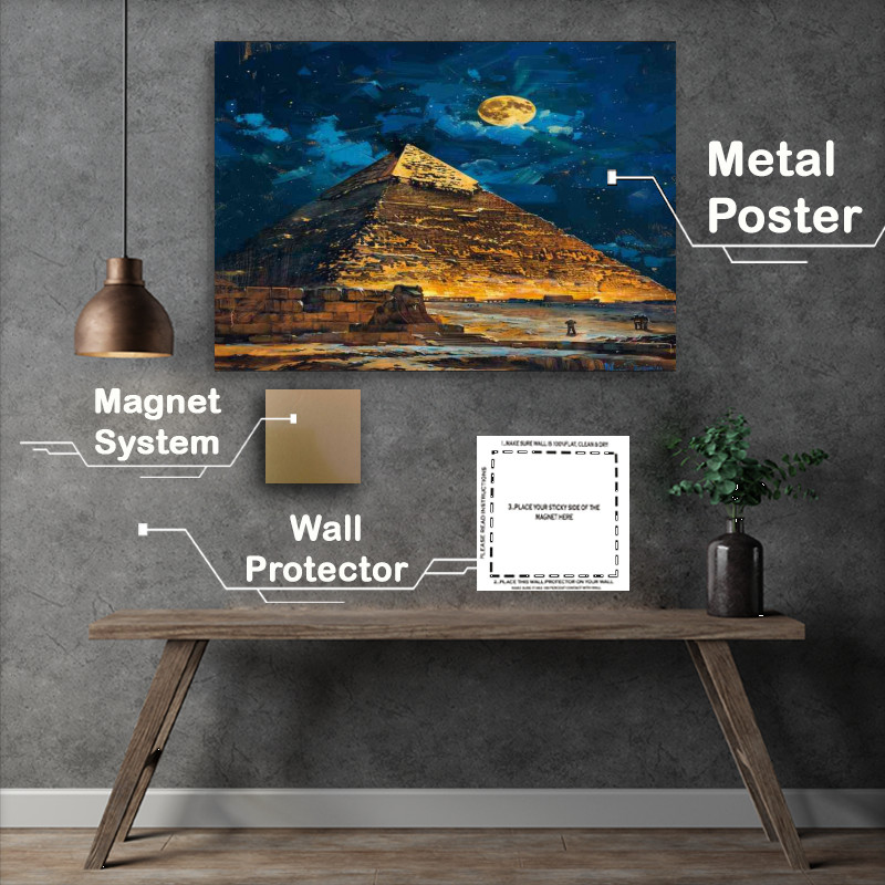 Buy Metal Poster : (The pyramid at night with full moon)