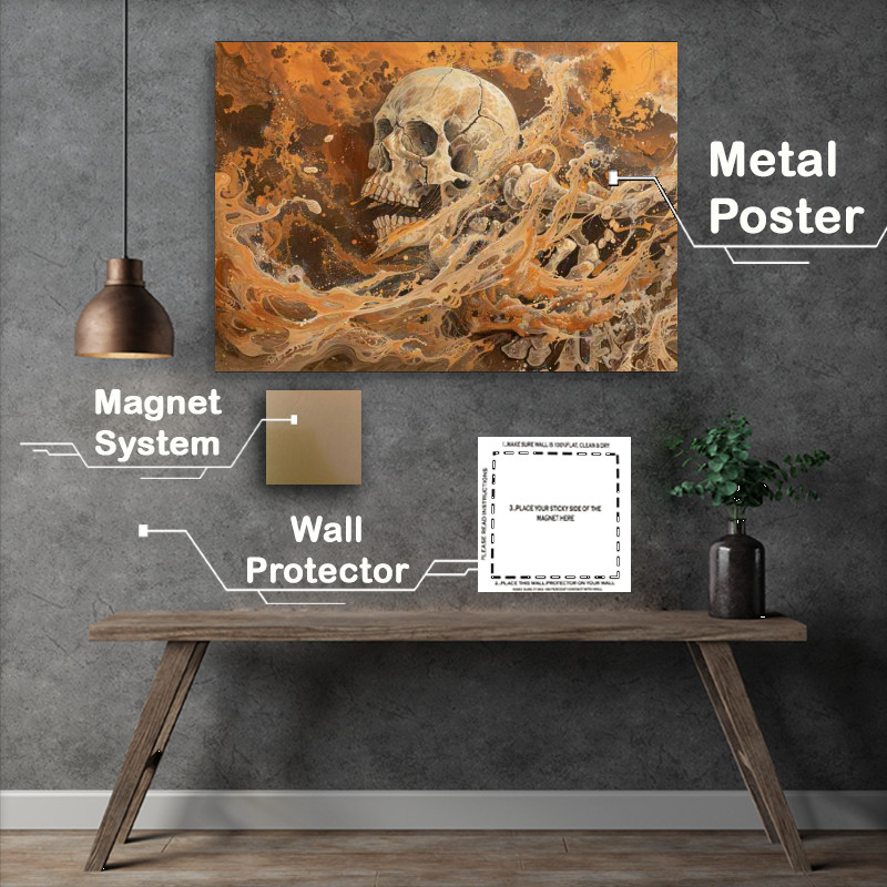 Buy Metal Poster : (Skull in the tangled ocean)