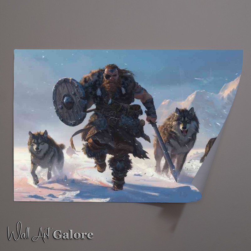 Buy Unframed Poster : (Giant Viking with an eyepatch and sword in one hand)