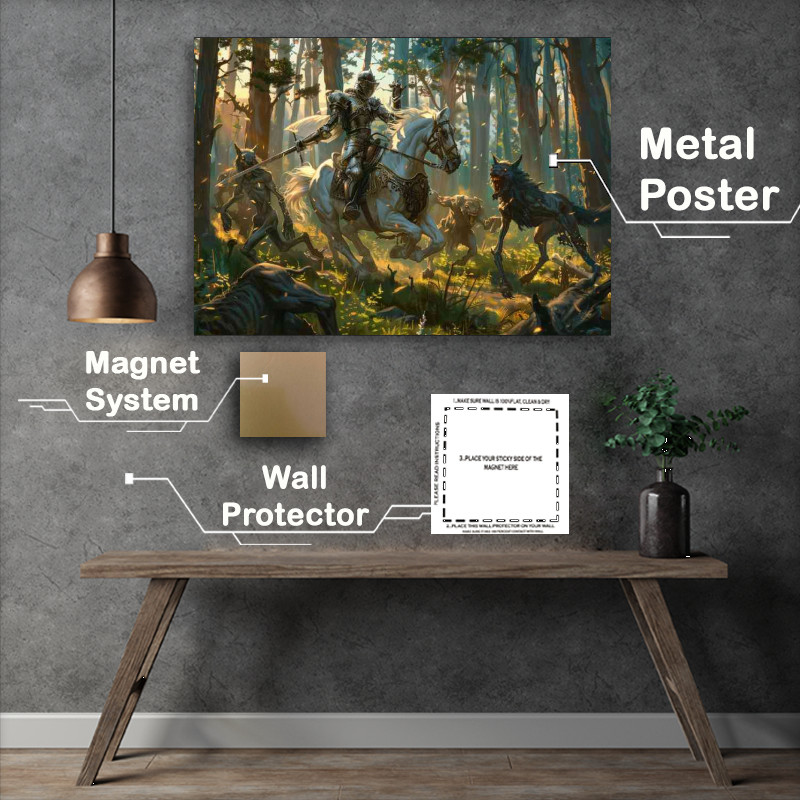 Buy Metal Poster : (Knight fighting off the werewolves)