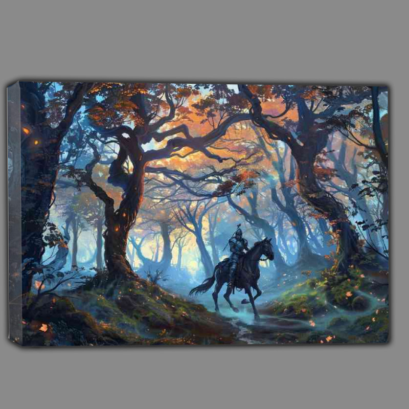 Buy Canvas : (Knight riding through an enchanted wooded forest)