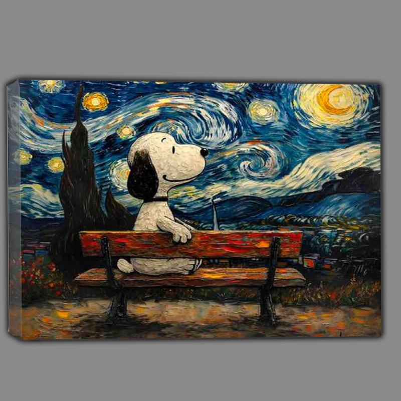 Buy Canvas : (Painted style of a Beagle on a park bench)