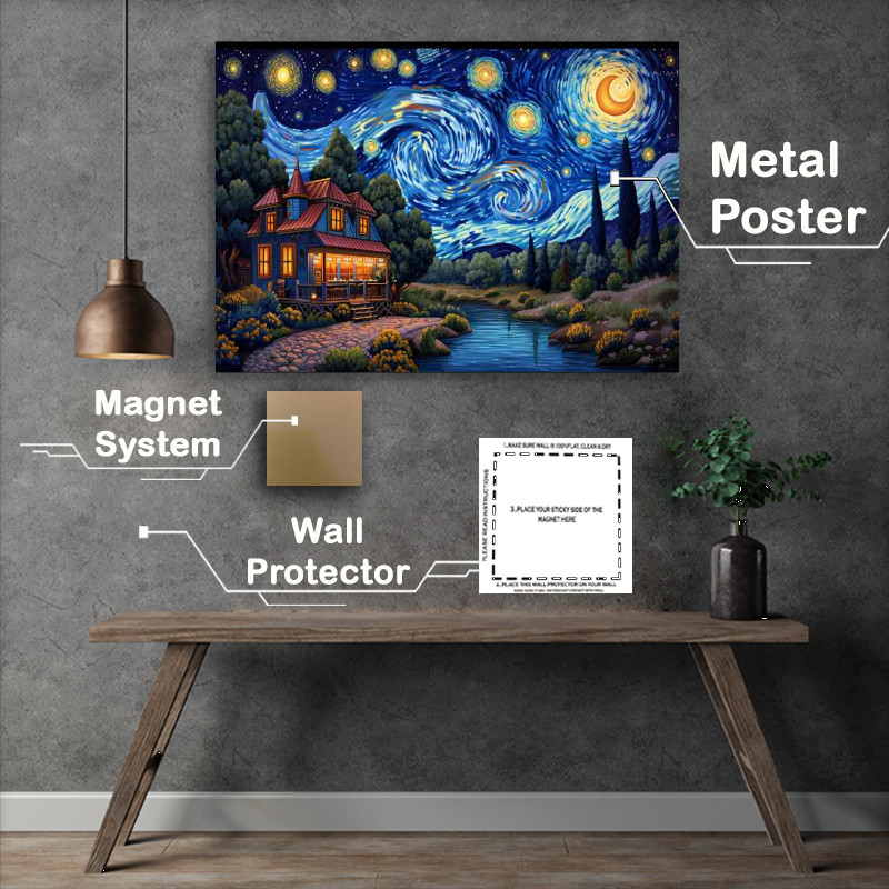 Buy Metal Poster : (Painted style of starry night)