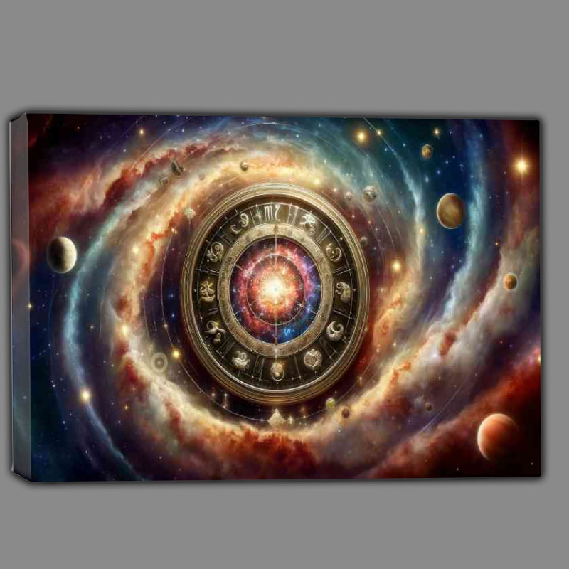 Buy Canvas : (Grand celestial Clock its face intricately adorned with zodiac symbols)