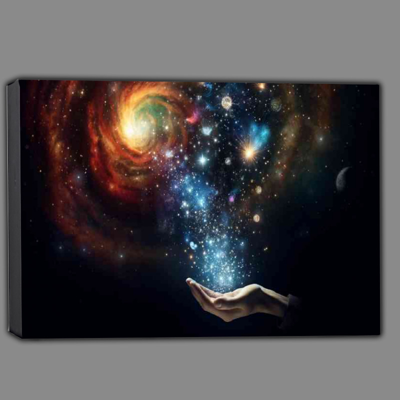 Buy Canvas : (Hand of stars and nebulae into the dark expanse of space)