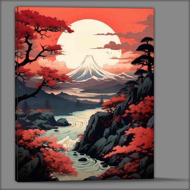 Buy Canvas : (Breathtaking Views Sakura Trees by Japans Waters)